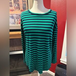 Lou & Grey green and navy Striped Long Sleeve Top